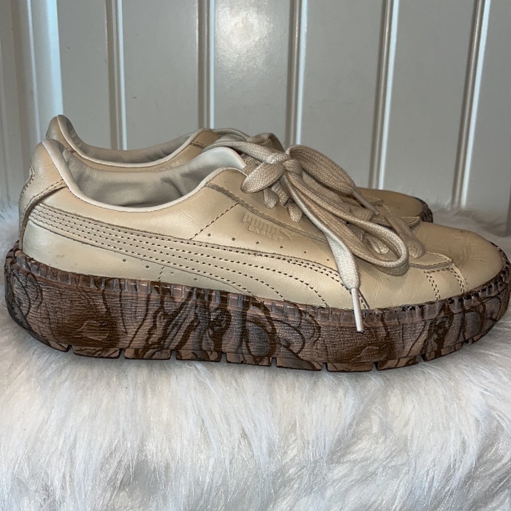 PUMA Vanilla Cream Trace Mimicry Leather Platform Sneaker  8.5 skater y2k grunge - Picture 5 of 13